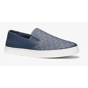 Michael Kors CAL Slip on Fashion Sneakers Men's Blue 100% Leather  Round Toe
